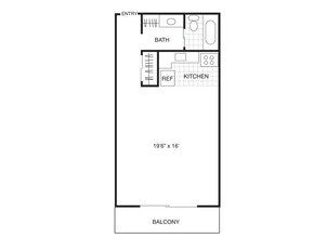 Studio, 1 Bath Model floor plan